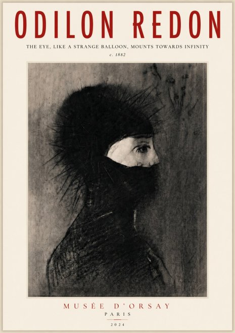 Odilon Redon The Eye, Like a Strange Balloon, Mounts Towards Infinity No5 - Affiche