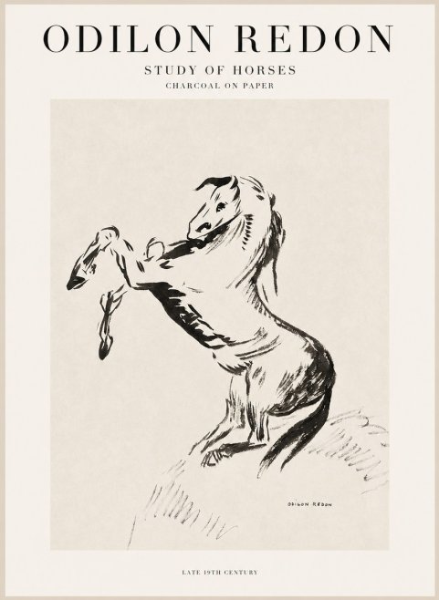 Odilon Redon Study of Horses No1 - Affiche