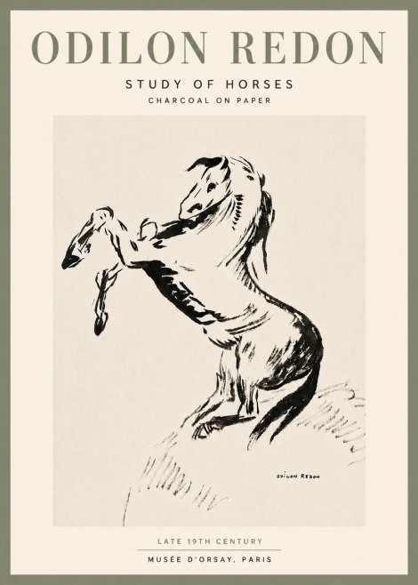 Odilon Redon Study of Horses No6 - Affiche