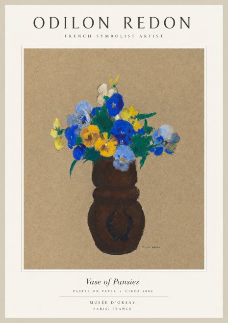 Odilon Redon Vase of Pansies No1 - Affiche