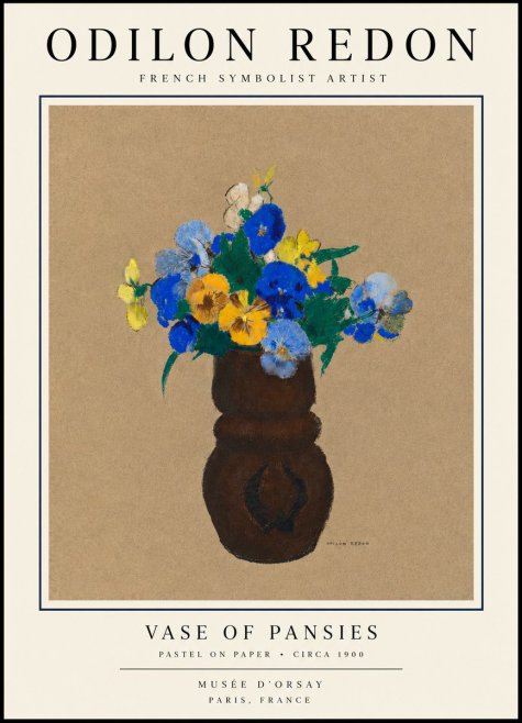 Odilon Redon Vase of Pansies No3 - Affiche
