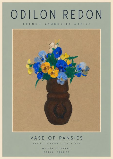 Odilon Redon Vase of Pansies No4 - Affiche
