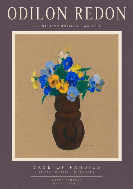 Odilon Redon Vase of Pansies No6 - Affiche
