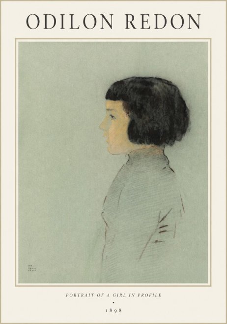 Odilon Redon Portrait of a Girl in Profile No1 - Affiche