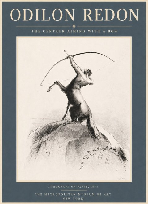 Odilon Redon The Centaur Aiming with a Bow No6 - Affiche