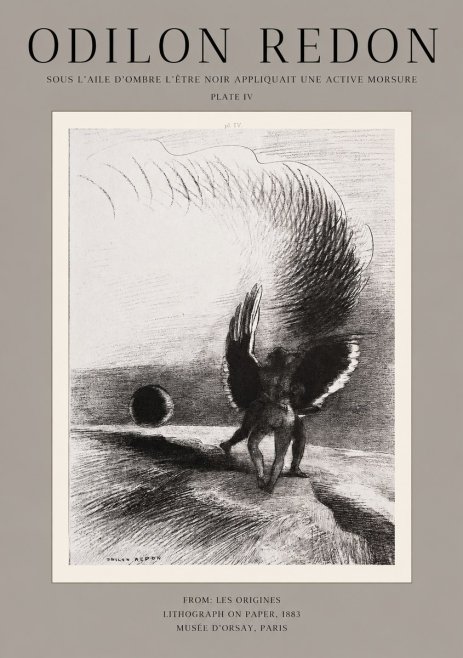 Odilon Redon Sous L'aile D'ombre L'être Noir Appliquait Une Active Morsure Plate Iv No1 - Affiche