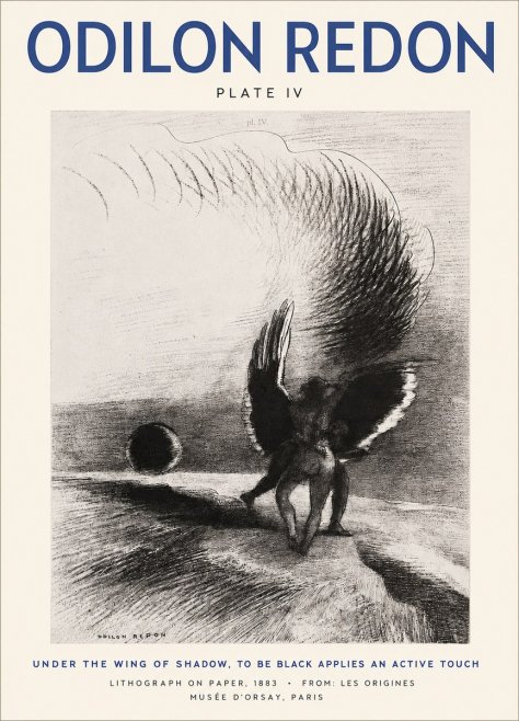 Odilon Redon Sous L'aile D'ombre L'être Noir Appliquait Une Active Morsure Plate Iv No2 - Affiche