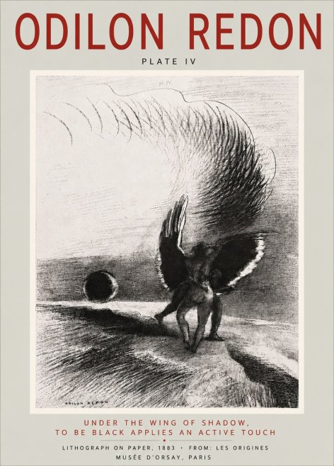 Odilon Redon Sous L'aile D'ombre L'être Noir Appliquait Une Active Morsure Plate Iv No6 - Affiche