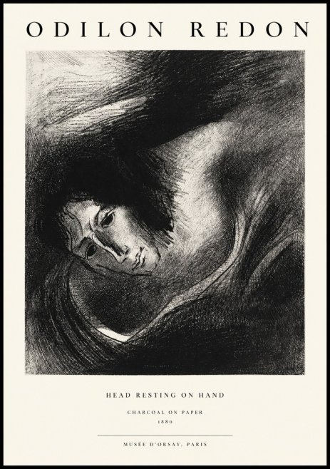 Odilon Redon Head Resting on Hand No1 - Affiche