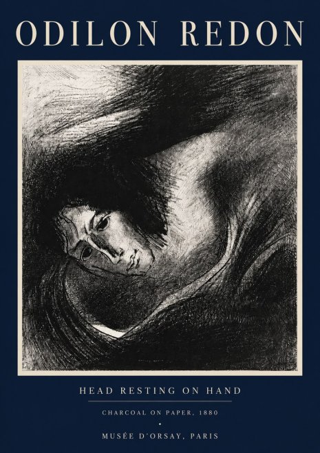 Odilon Redon Head Resting on Hand No4 - Affiche