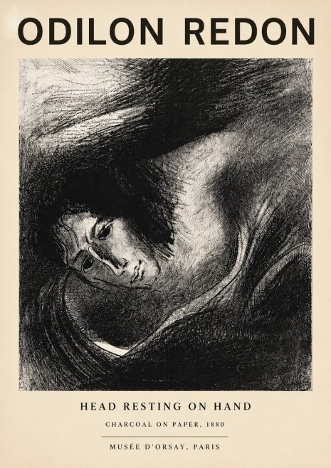Odilon Redon Head Resting on Hand No5 - Affiche