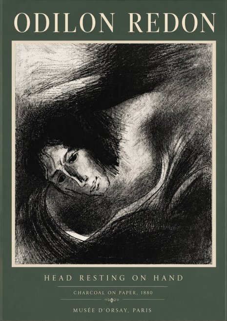 Odilon Redon Head Resting on Hand No6 - Affiche