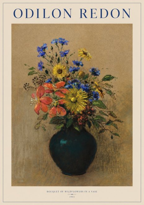 Odilon Redon Bouquet of Wildflowers in a Vase No1 - Affiche
