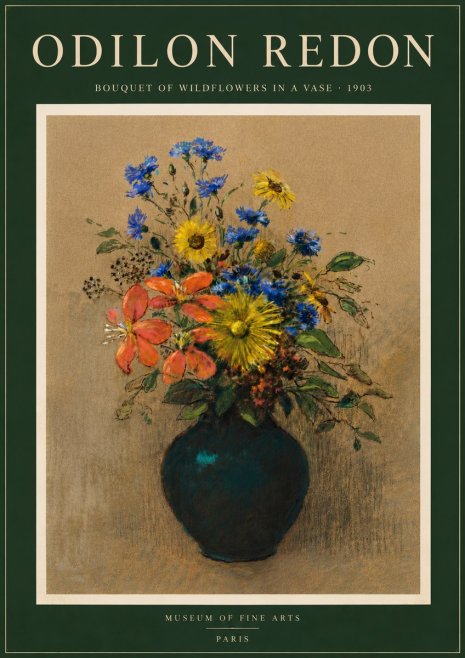 Odilon Redon Bouquet of Wildflowers in a Vase No6 - Affiche