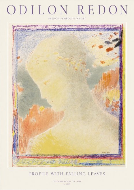 Odilon Redon Profile with Falling Leaves No1 - Affiche
