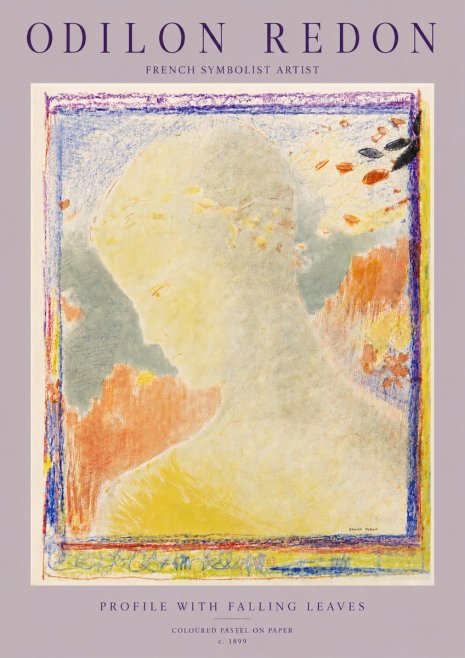 Odilon Redon Profile with Falling Leaves No5 - Affiche