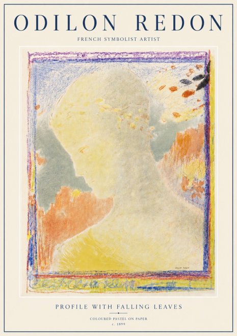 Odilon Redon Profile with Falling Leaves No6 - Affiche