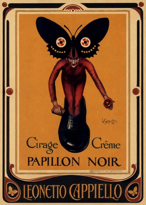 Leonetto Cappiello Cirage Crème Papillon Noir No1 - Affiche
