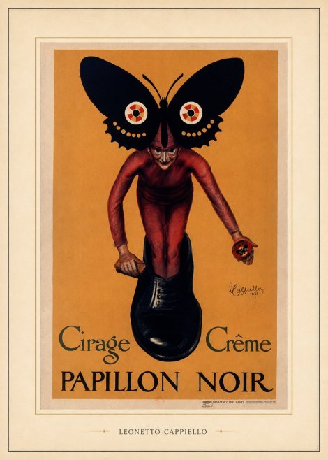 Leonetto Cappiello Cirage Crème Papillon Noir No5 - Affiche
