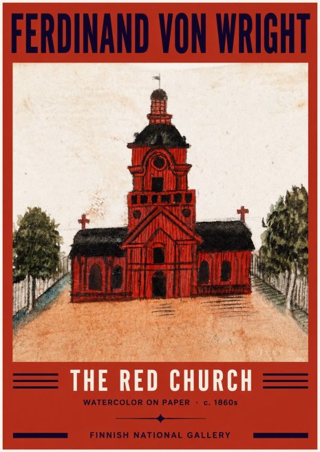 Ferdinand von Wright The Red Church No2 - Affiche
