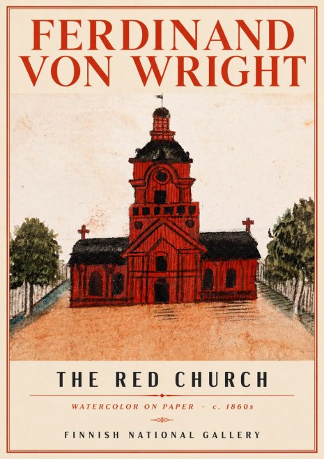 Ferdinand von Wright The Red Church No4 - Affiche
