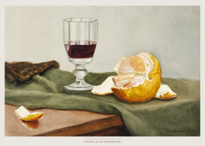 Vilhelm Hammershøi Still Life with Wine Glass and Orange No6 - Affiche