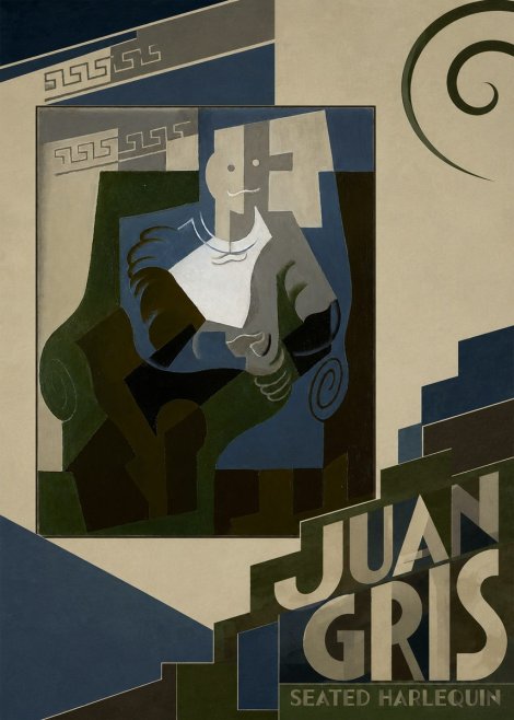 Juan Gris Seated Harlequin No6 - Affiche
