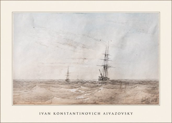 Ivan Konstantinovich Aivazovsky Two Sailing Ships at Sea No4 - Affiche