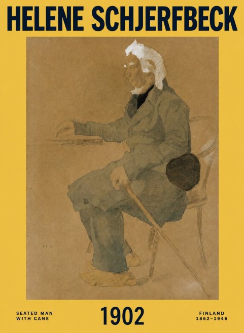 Helene Schjerfbeck Seated Man with Cane No2 - Affiche