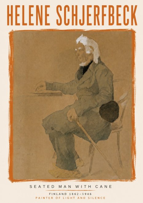 Helene Schjerfbeck Seated Man with Cane No6 - Affiche