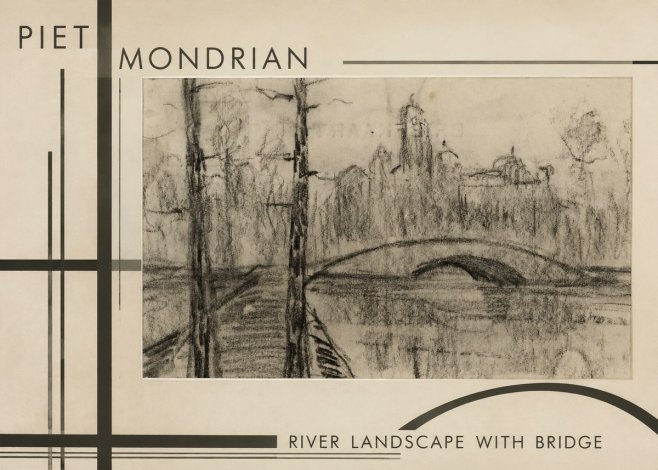Piet Mondrian River Landscape with Bridge No6 - Affiche
