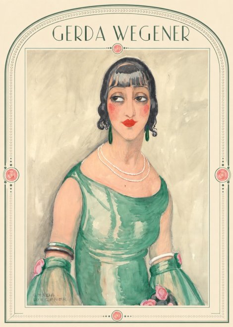 Gerda Wegener Portrait of a Woman in Green Dress No5 - Affiche