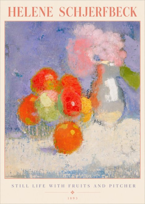 Helene Schjerfbeck Still Life with Fruits and Pitcher No5 - Affiche