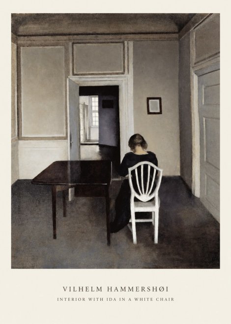 Vilhelm Hammershøi Interior with Ida in a White Chair No6 - Affiche