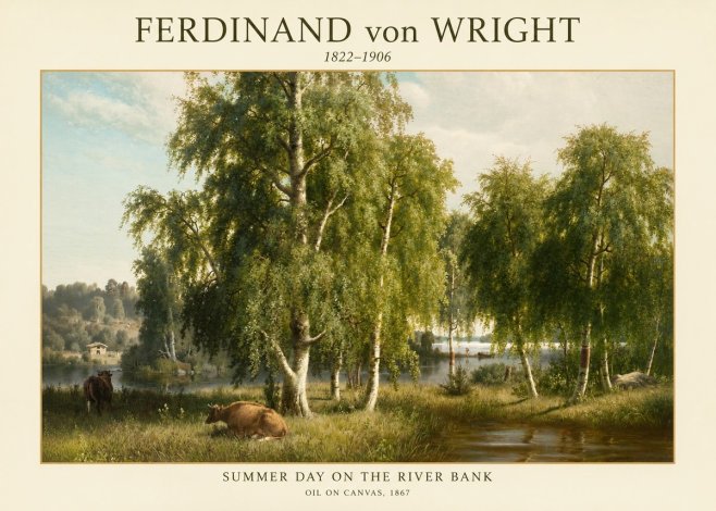 Ferdinand von Wright Summer Day on the River Bank No1 - Affiche