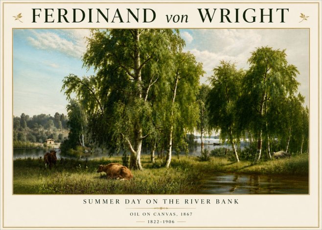 Ferdinand von Wright Summer Day on the River Bank No6 - Affiche