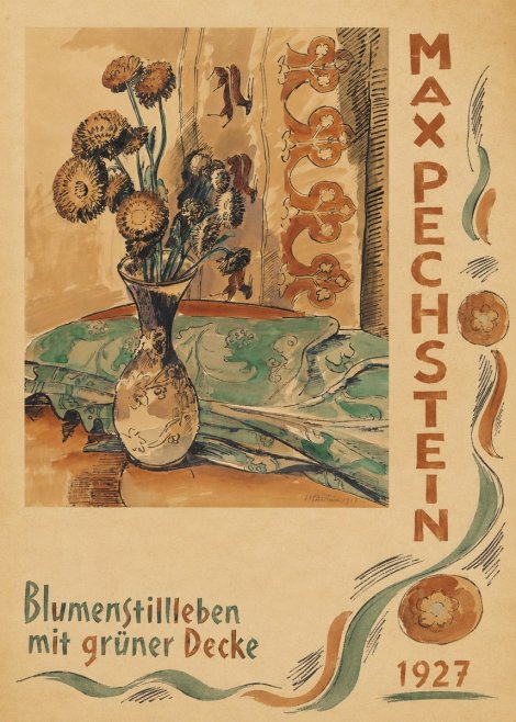 Max Pechstein Blumenstillleben Mit Grüner Decke No4 - Affiche