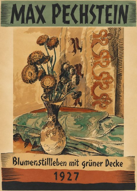 Max Pechstein Blumenstillleben Mit Grüner Decke No5 - Affiche