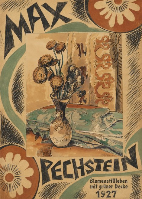 Max Pechstein Blumenstillleben Mit Grüner Decke No6 - Affiche