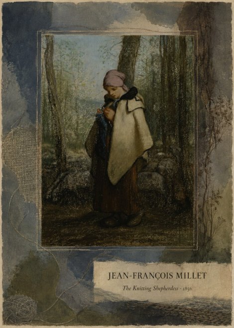 Jean-François Millet The Knitting Shepherdess · 1856 No4 - Affiche
