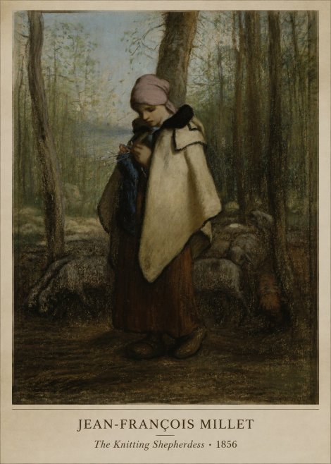 Jean-François Millet The Knitting Shepherdess · 1856 No5 - Affiche