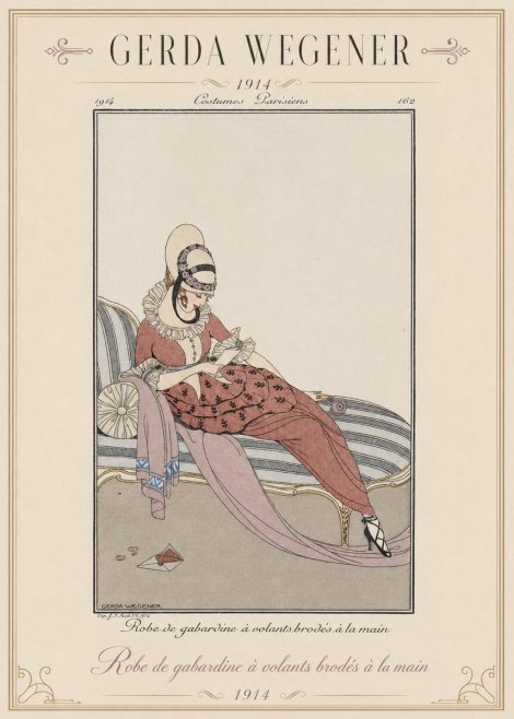 Gerda Wegener Robe De Gabardine À Volants Brodés À La Main II No1 - Affiche