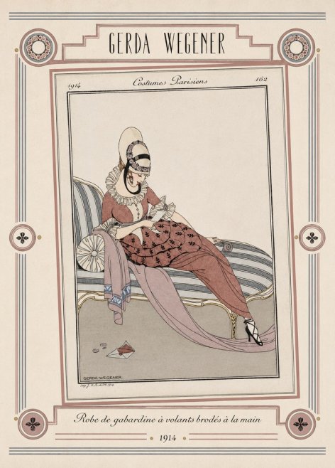 Gerda Wegener Robe De Gabardine À Volants Brodés À La Main II No5 - Affiche