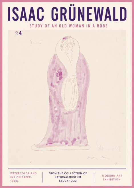 Isaac Grünewald Study of an Old Woman in a Robe No4 - Affiche