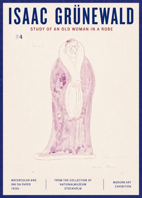 Isaac Grünewald Study of an Old Woman in a Robe No5 - Affiche