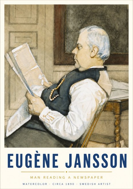 Eugène Jansson Man Reading a Newspaper No5 - Affiche