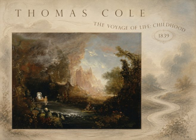 Thomas Cole The Voyage of Life: Childhood II No5 - Affiche