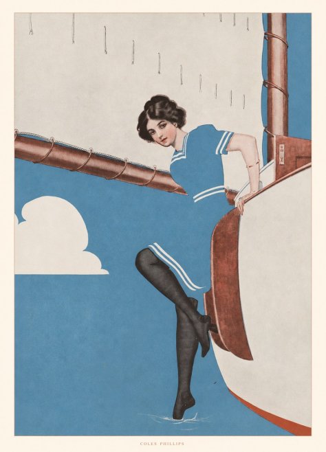Coles Phillips Woman on a Yacht No5 - Affiche