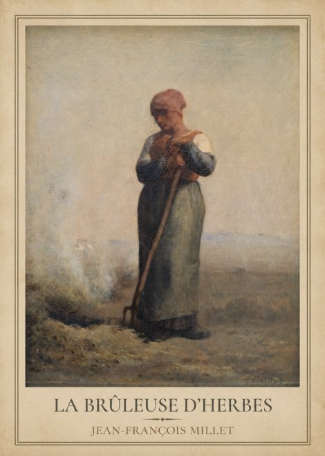 Jean-François Millet La Brûleuse D'herbes No5 - Affiche