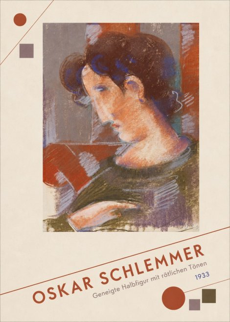 Oskar Schlemmer Geneigte Halbfigur Mit Rötlichen Tönen No3 - Affiche